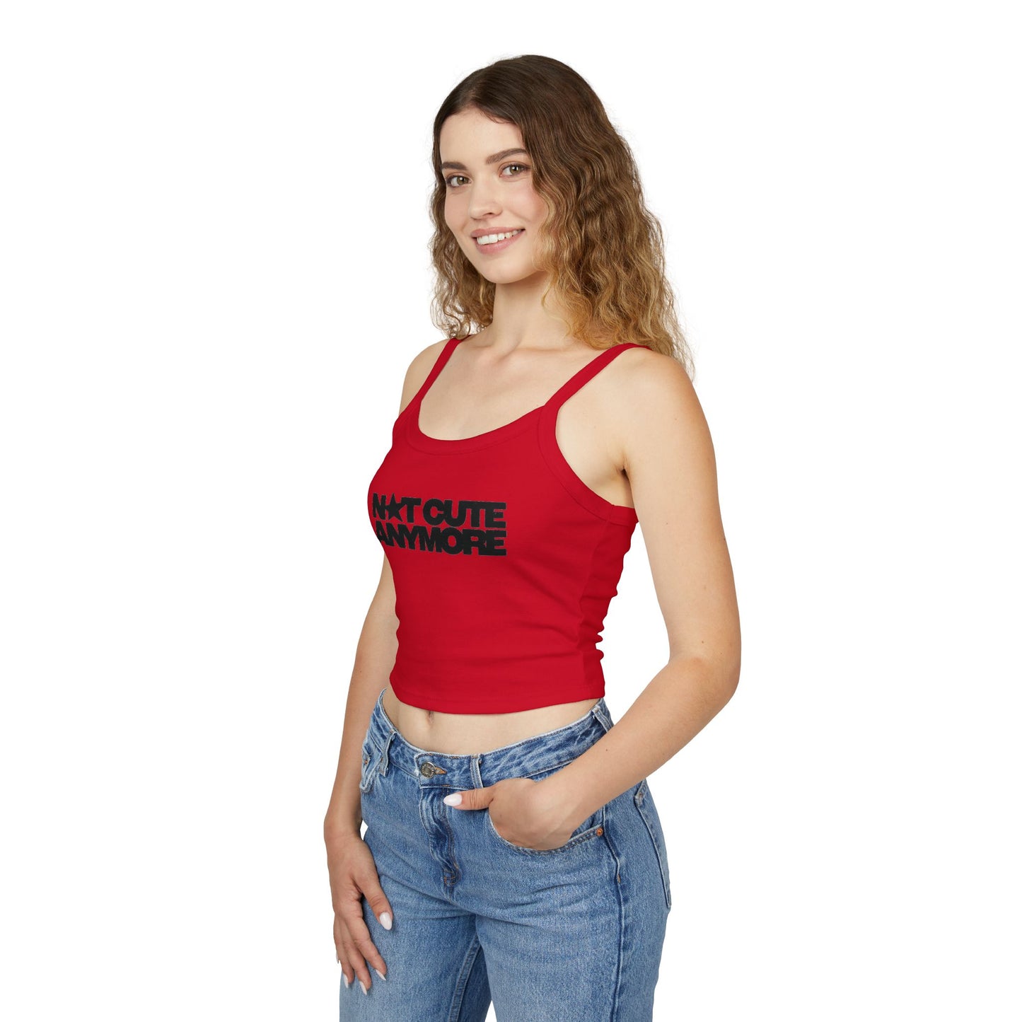 Not Cute Anymore Tank Top — Women's Spaghetti Strap Graphic Crop